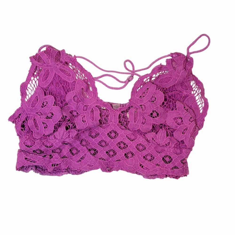 Free People Intimately FP One Bralette Womens Size S Purple Longline Lace